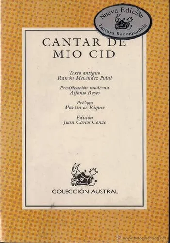 Portada de Cantar de mio Cid